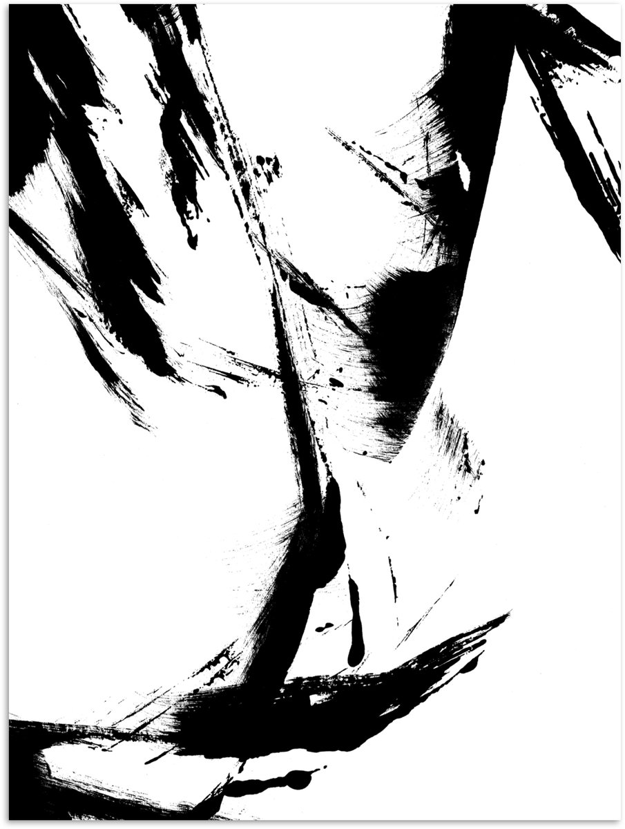 Poster 60x80 cm - Verf - Zwart - Abstract - Posters - Kamer decoratie - Wanddecoratie woon