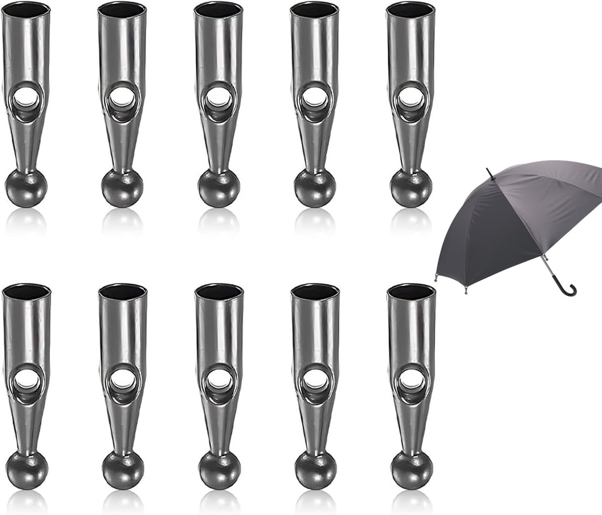 10 stuks Parels Staart Paraplu Reparatie Onderdelen, Parels Staart Paraplu Punten Vervanging Einden Universele Bone Paraplu voor Paraplu Metalen