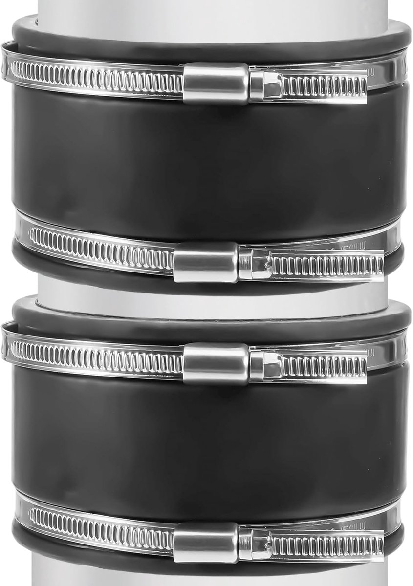 Rubberen , rubberen koppeling met roestvrijstalen klemmen, Ø 125 mm buisconnector voor buisventilator, ventilatiesysteem, ventilatie, ronde buizen, ventilatiekanaal