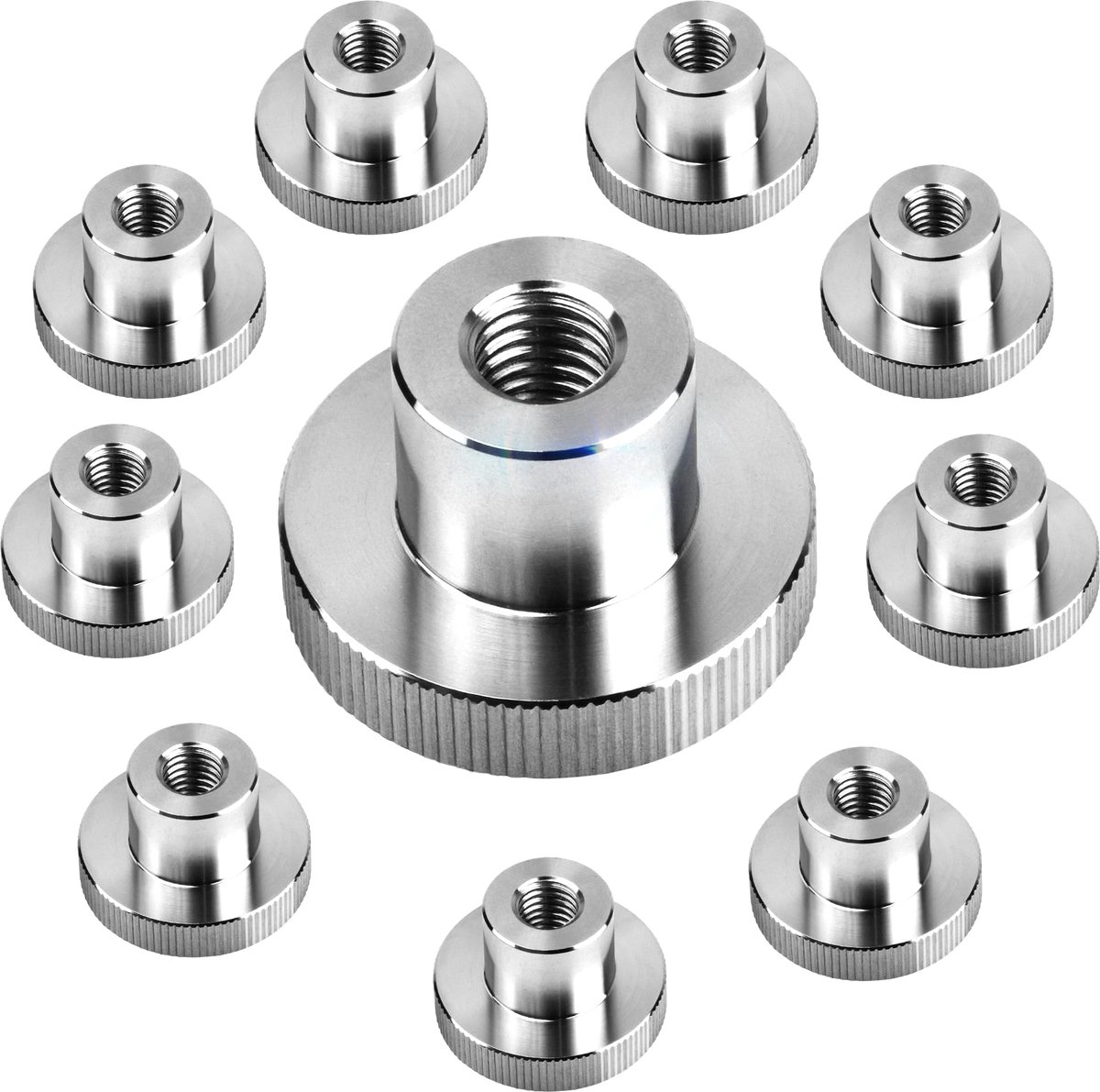 10 Stuks M8 DIN466 Hoge Kartelmoer,Roestvrij Staal Ronde Kartelmoeren, Getande Moeren, Gekartelde Handvat de Hand Vasttrekken