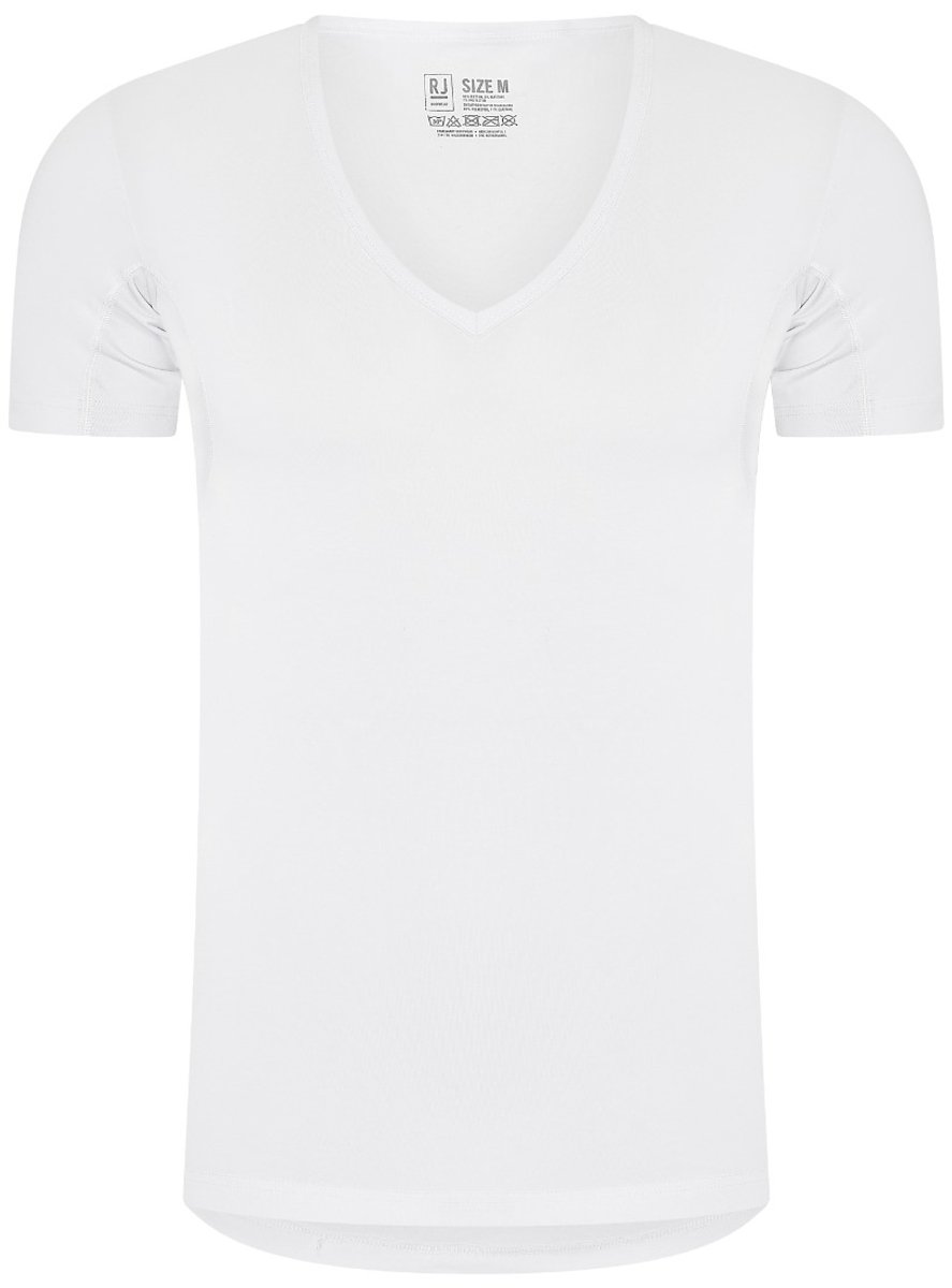 RJ Anti-Zweet Heren T-Shirt Diepe V-Hals Wit S