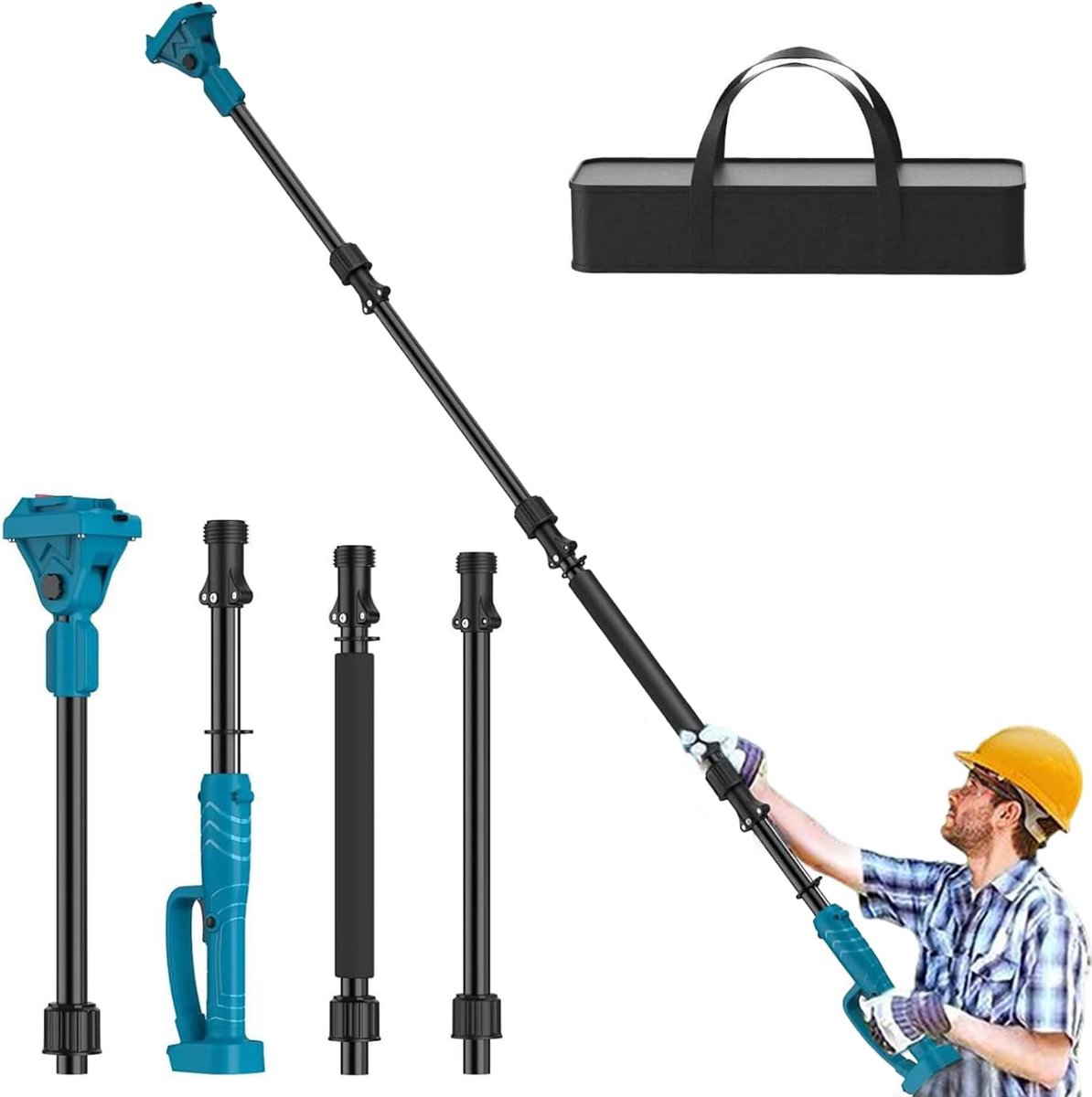 Telescoopstang voor accu-snoeier en tuinschaar, 180° rotatie, verlengstang, aluminiumlegering met handtas, verlengstang voor Makita 18V-accu (zonder accu)
