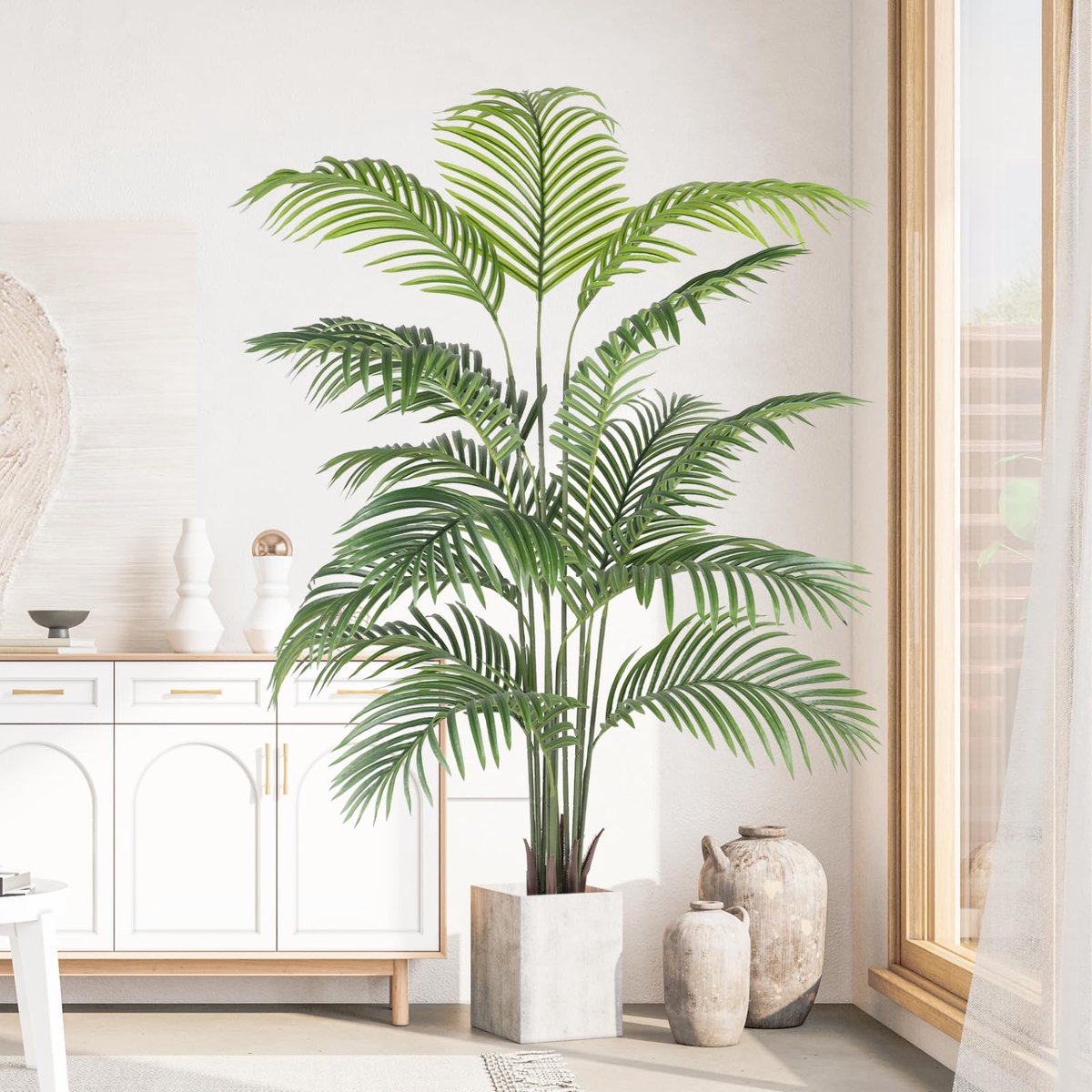 Areca Palm, 180 cm, grote kunstplant als echte kunstpalm, in pot, decoratie voor woonkamer, balkon, slaapkamer, kantoor