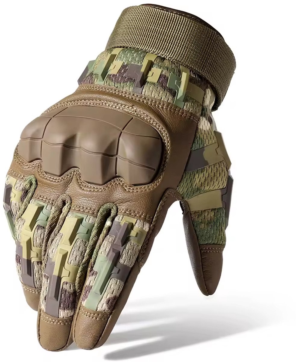 PU-leer Tactische touchscreenhandschoenen volledige vingers Wandelen Fietsen Training Klimmen Airsoft Jacht Antislip beschermende uitrusting (Camo) L