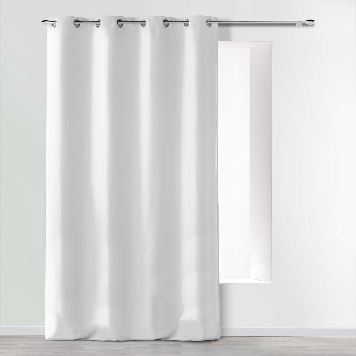 douceur d'Intérieur Gordijn met ogen microvezel Uni Absolute Uni, polyester, wit, 280 x 140 cm