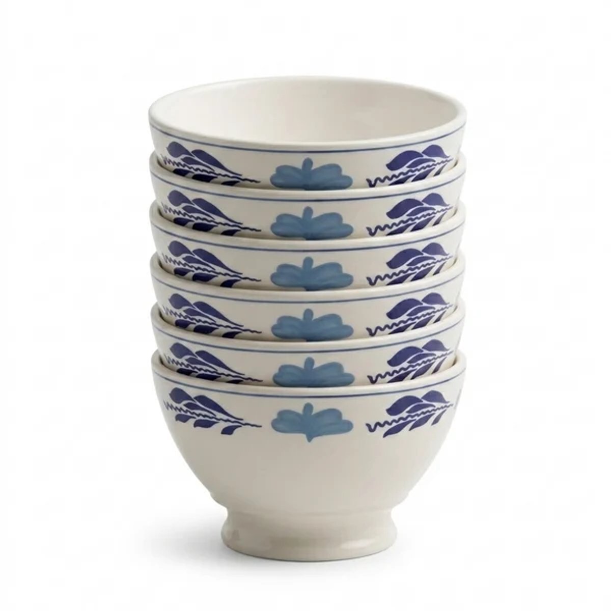Royal Boch Boerenblauw Kom 16cm op voet set van 6
