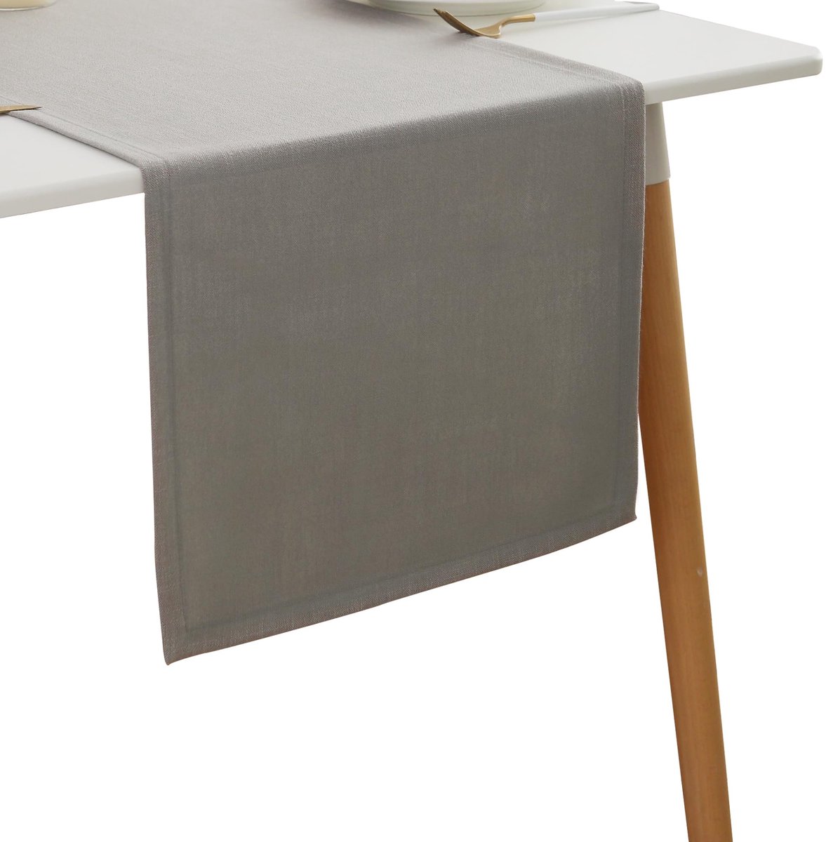 Tafelloper, linnenlook - lotuseffect | waterafstotend & afwasbaar | onderhoudsvriendelijk & vlekkenafstotend | grijs - Table Runner (30 x 140 cm, lichtgrijs)