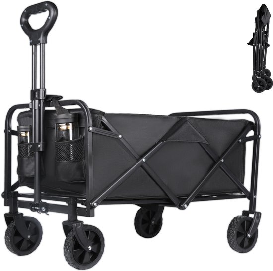 DailyDamaar bolderkar - Bolderkar opvouwbaar - Trekkar - Bagagekar - Verstelbare handgreep - 100 L - Buitengebruik - 70×43×72cm - Zwart — afbeelding 4