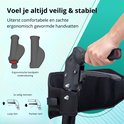 Ergonomische handvatten met polsondersteuning en loop- en parkeerremmen.