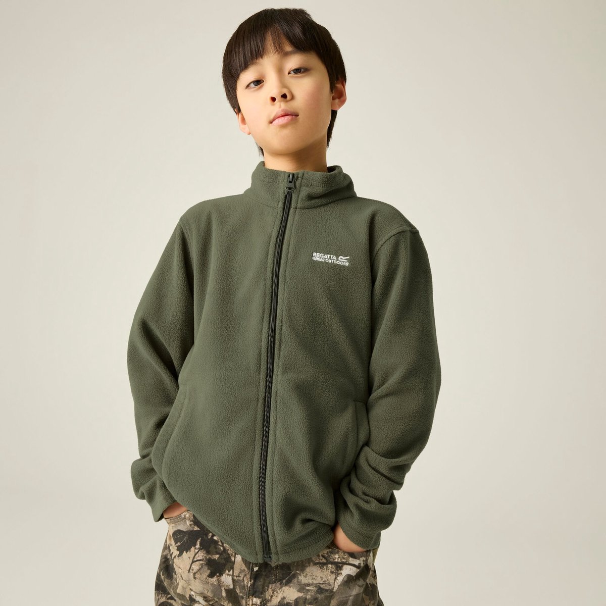 Kids King II Fleece met volledige rits Groen