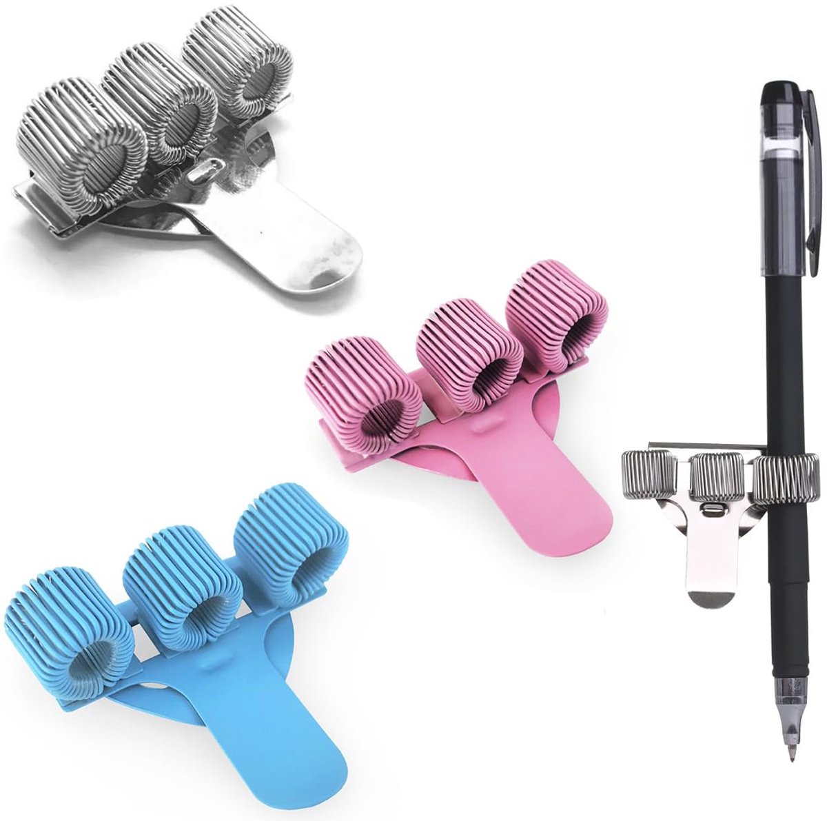 Pennenhouder, pennenhouder voor notitieblok en klembord met veer, drievoudige pennenhouder, compatibel met de meeste maten, comfortabel en milieuvriendelijk