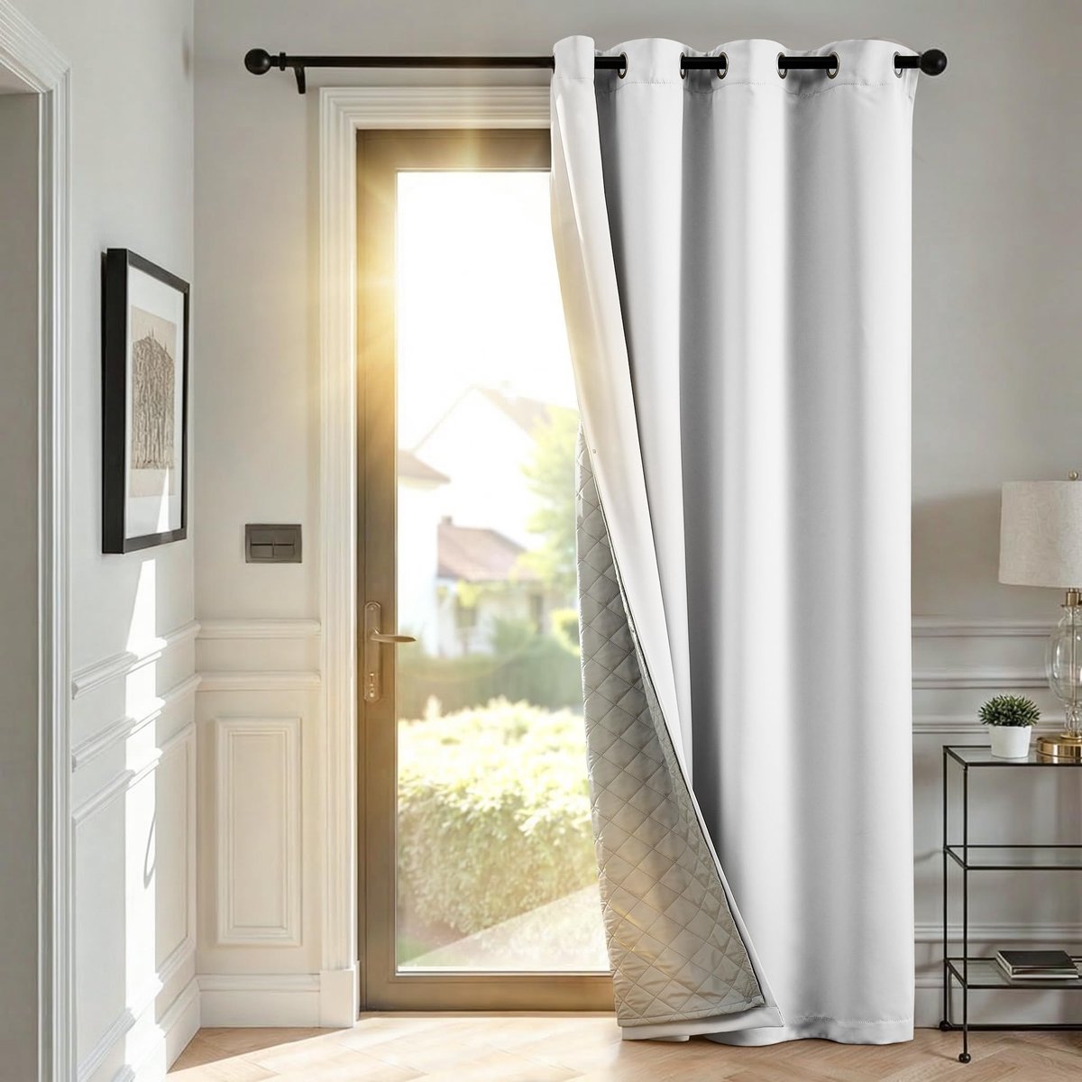Gordijnen met verwijderbare isolerende laag 213 cm lang, 2 dunne microvezellagen, thermisch winddichte deurgordijnen voor slaapkamer, woonkamer, 132 x 213 cm (b x l, 1