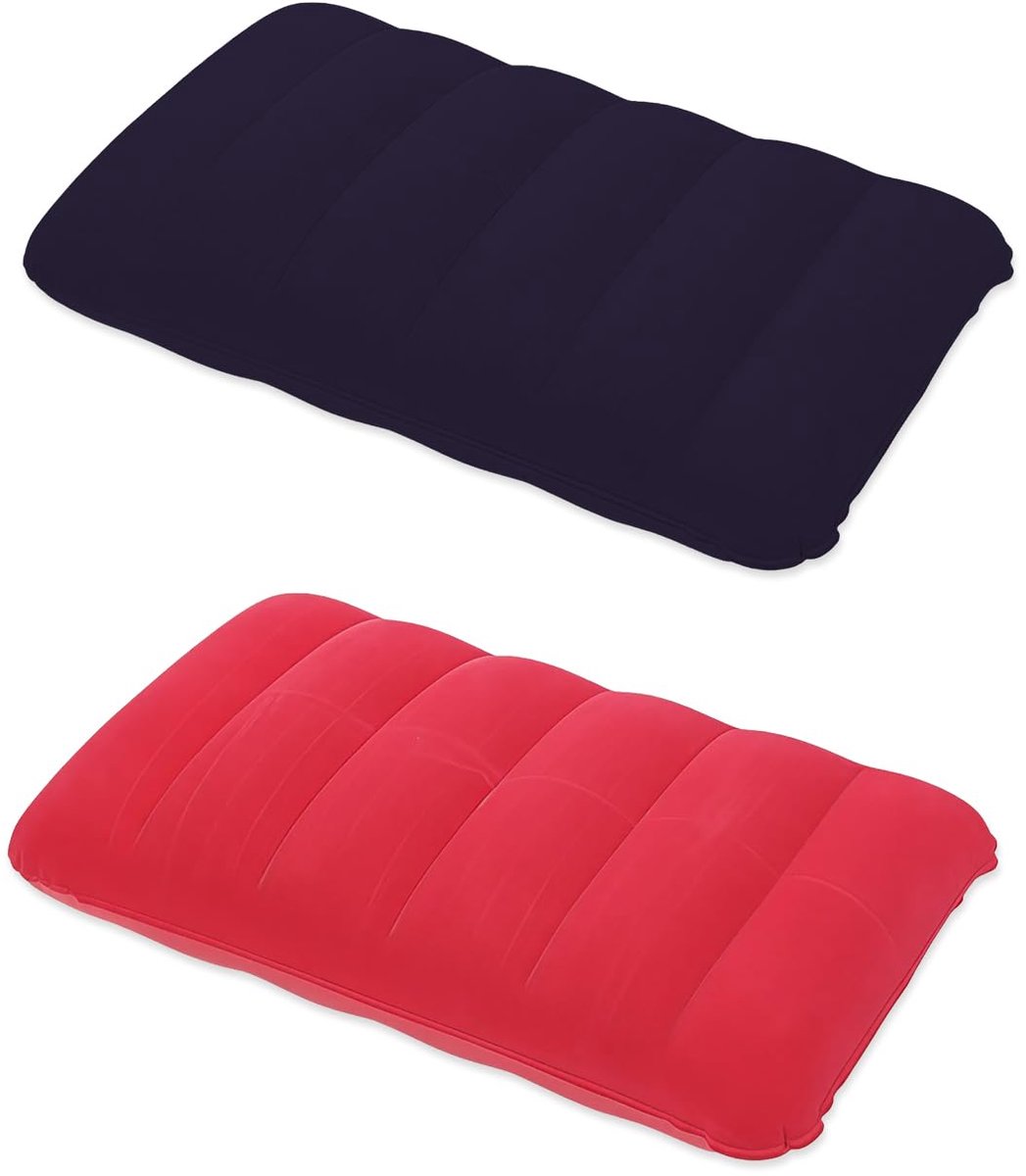 Opblaasbaar kussen, ergonomisch reiskussen voor camping, outdoor, strand, 2 stuks