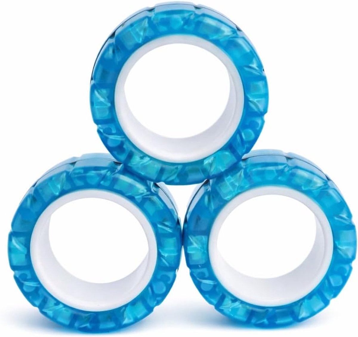fidget-ringen, set van 3, blauw, antistress speelgoed voor volwassenen en kinderen, magnetische vingerringen voor focus, ADHD en angst