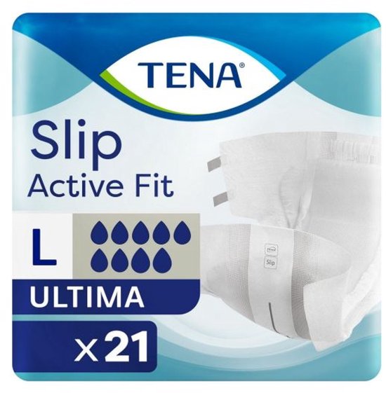 TENA Slip Active Fit Ultima incontinentiemateriaal in maat L. Verpakking met 21 stuks.