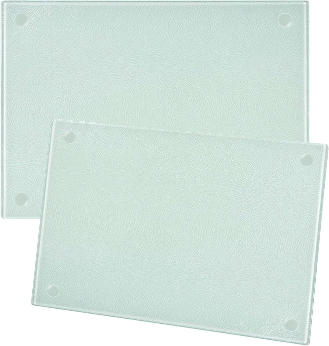 Snijplank van glas, 2 stuks geharde snijplank met antislip siliconen voeten, 28 x 20 cm, krasbestendige snijplank, hittebestendig glasplaat, ideaal voor keukenwerkblad of tafelsnijplank