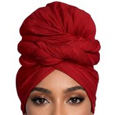 Rode hoofddoek dames effen rekbare haar doek grote maat ademende zachte wikkel sjaal haarbescherming Afrikaanse stijl hoofdwikkel voor make-up huidverzorging ontspanning en dagelijks gebruik