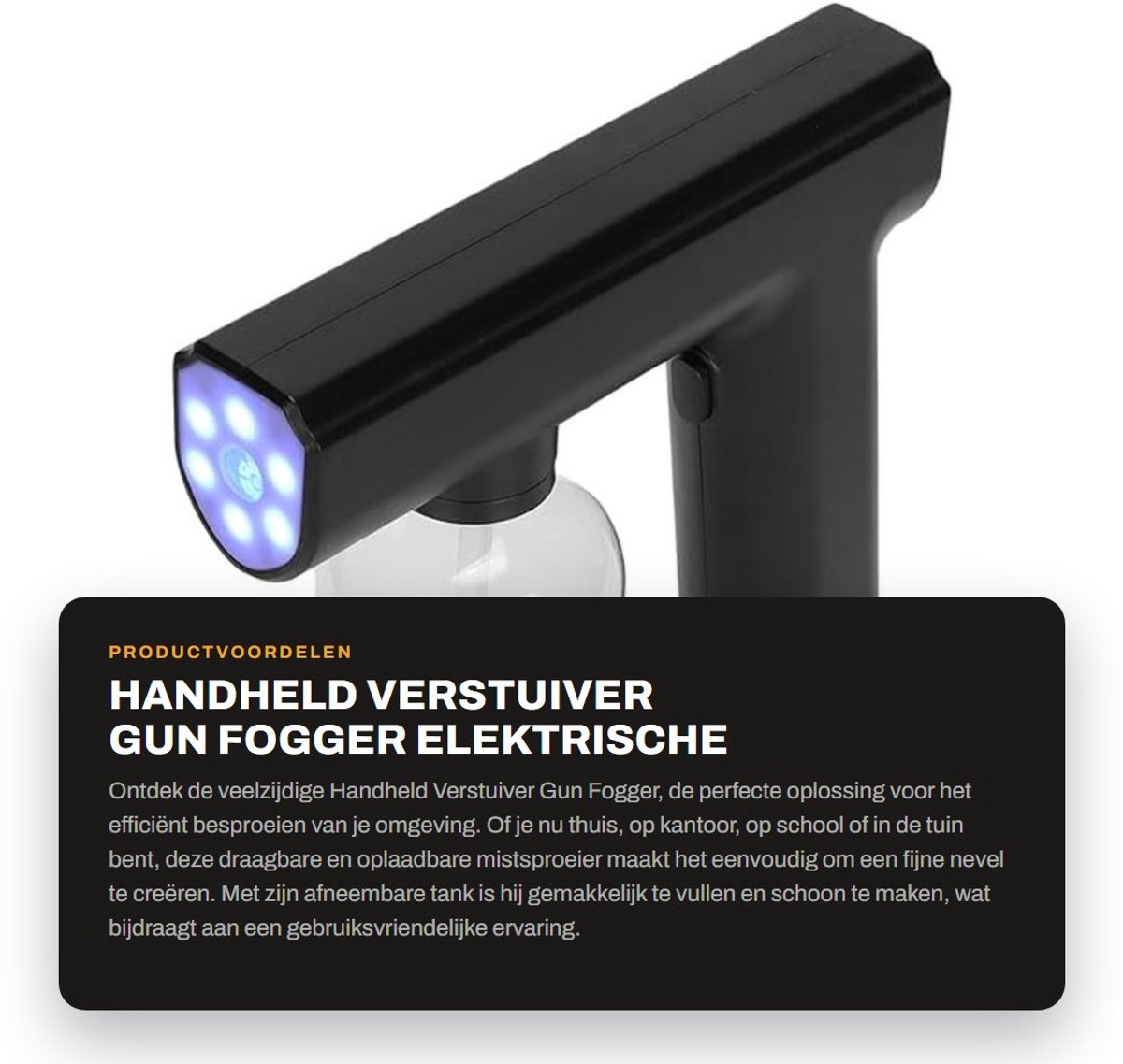 Dailygoods - Handheld Verstuiver Gun Fogger - Elektrische Sproeier - Draagbaar en Oplaadbaar - Zwart - Mistsproeier - Ideaal voor Thuis en Tuin