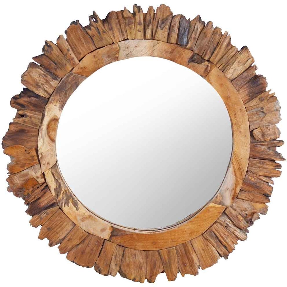 vidaXL Wandspiegel Rond Spiegel Muurspiegel Wandspiegels Spiegels Woonaccessoire Hangspiegel Interieur Spiegeltje Muurspiegels Teakhout