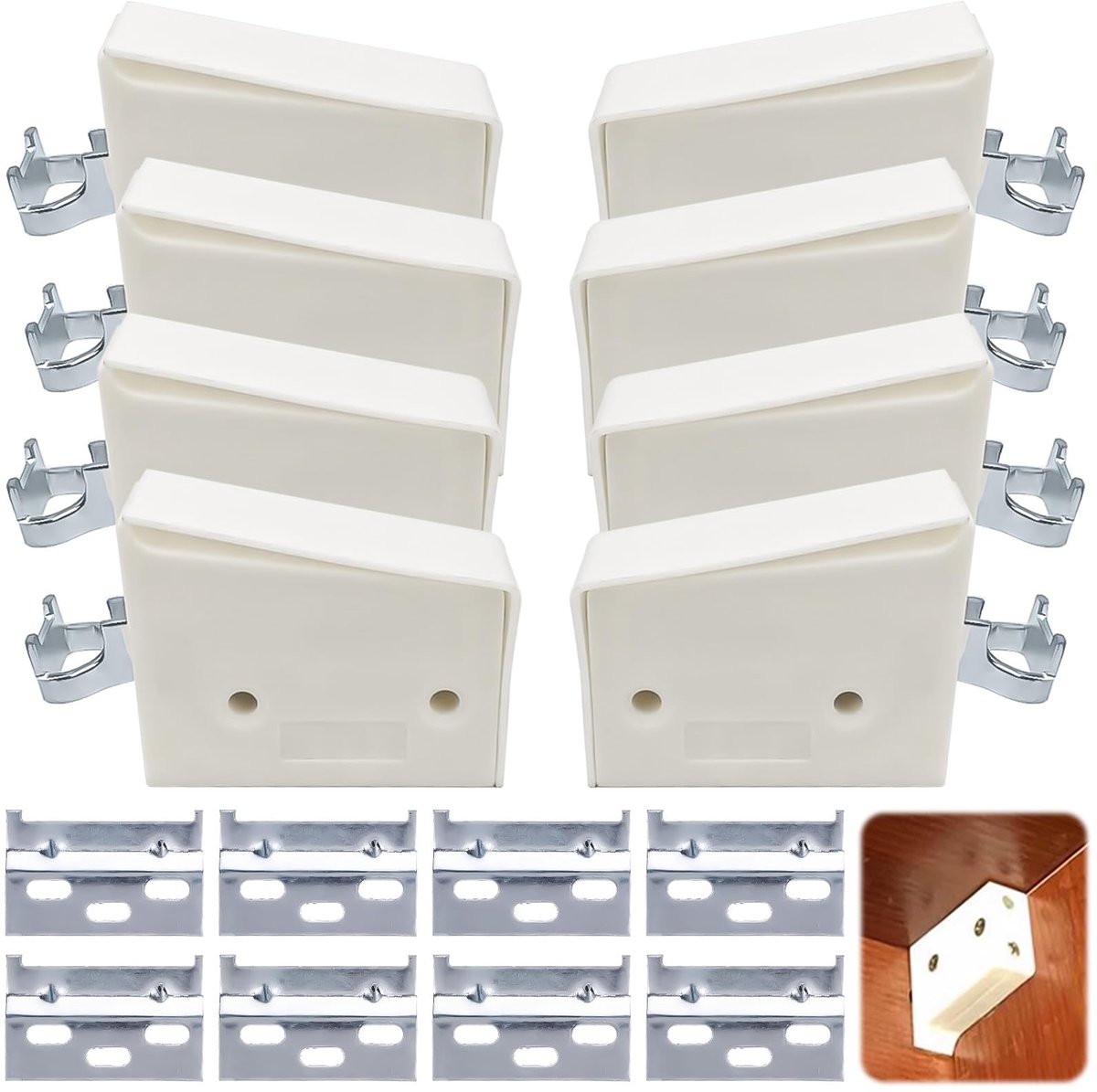 8 stuks Schrankaufhänger, instelbaar metalen Schrankaufhänger set met steunschijf, voor hangkasten en kasten (wit)