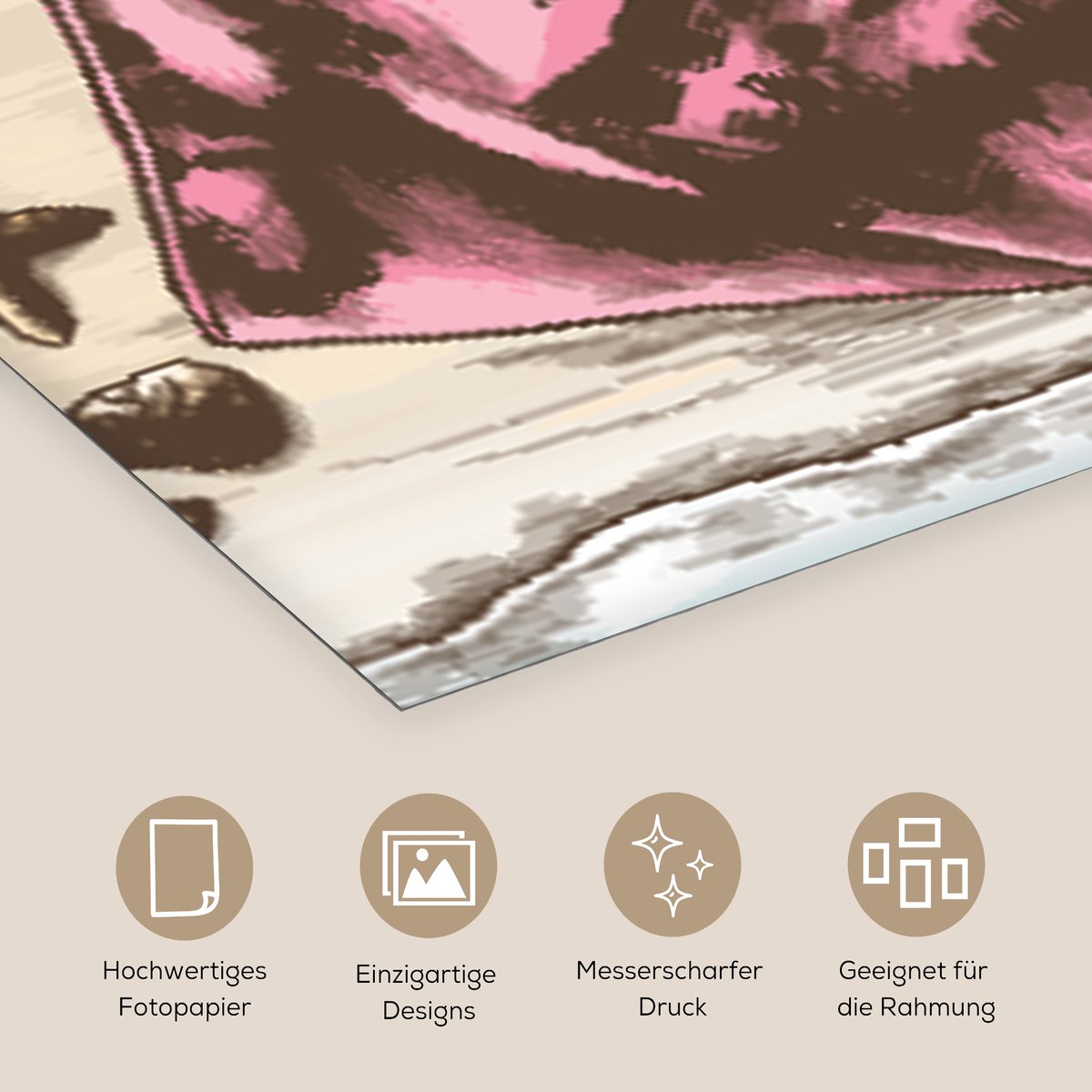 Poster 75x75 cm - Handdoek - Strand - Slippers - Posters - Kamer decoratie - Wanddecoratie
