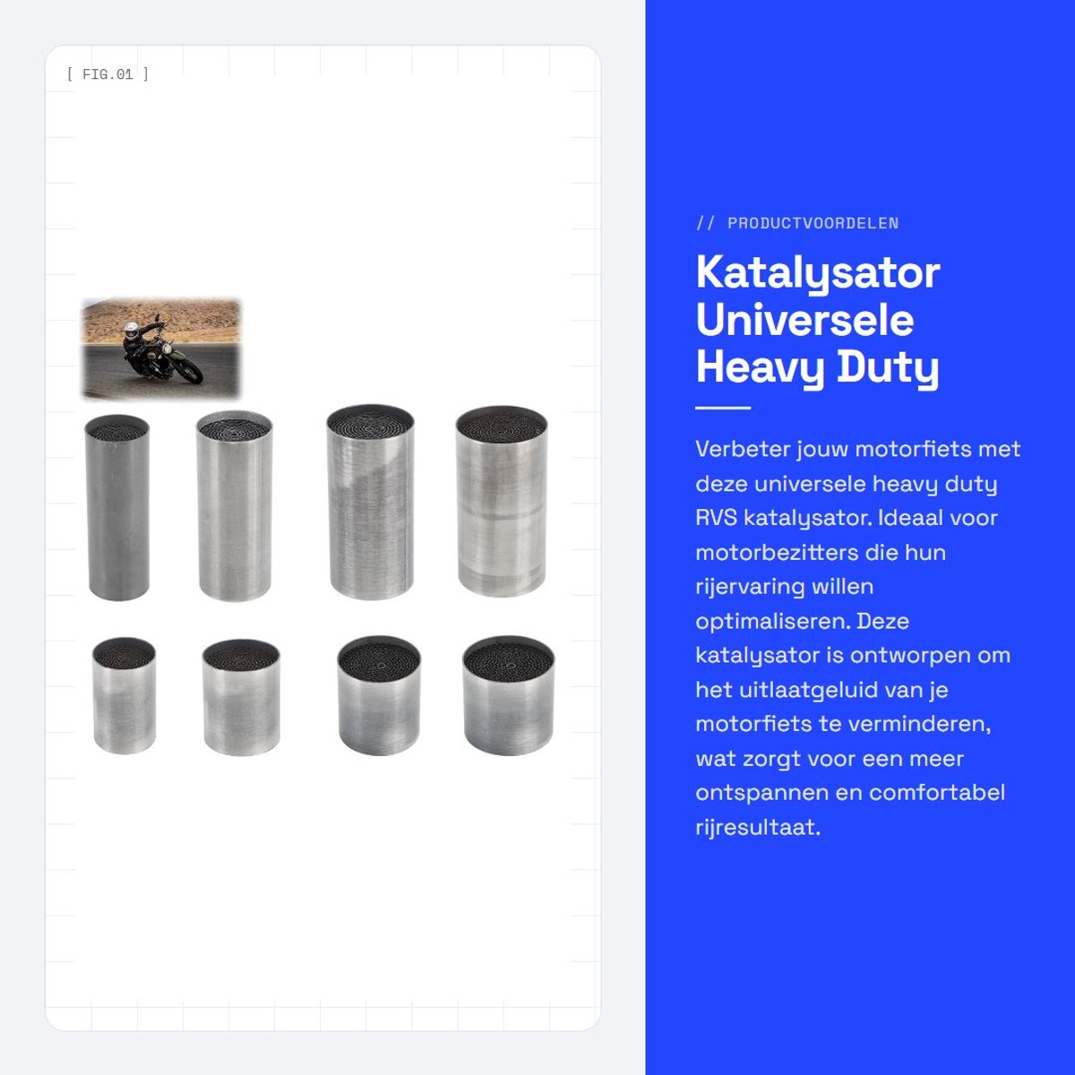 Dailygoods- Katalysator Universeel Ontwerp - Motorfiets Uitlaatpijp - Roestvrij Staal - Stabiel Rijden - Duurzaam - Verbeterd Geluid