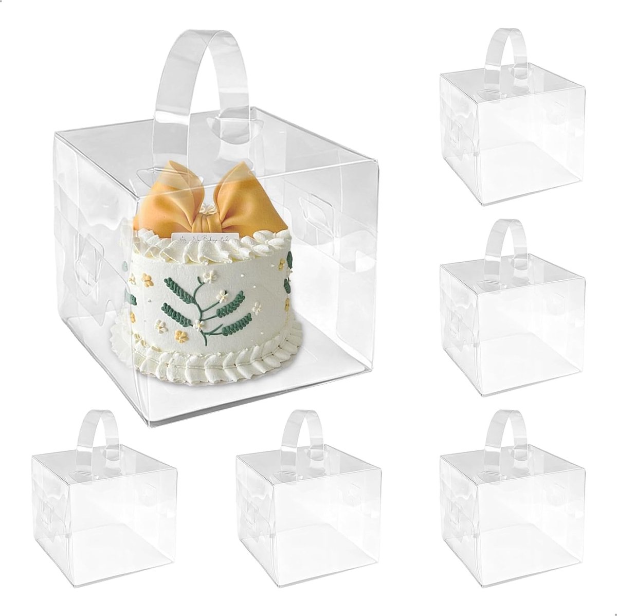 Transportdoos voor taarten, 10,12 cm taartdoos, transparante bakdoos voor fruittaarten, desserts, geschenken, 6 stuks, transportbox voor taarten, 13 x 13 x 11 cm