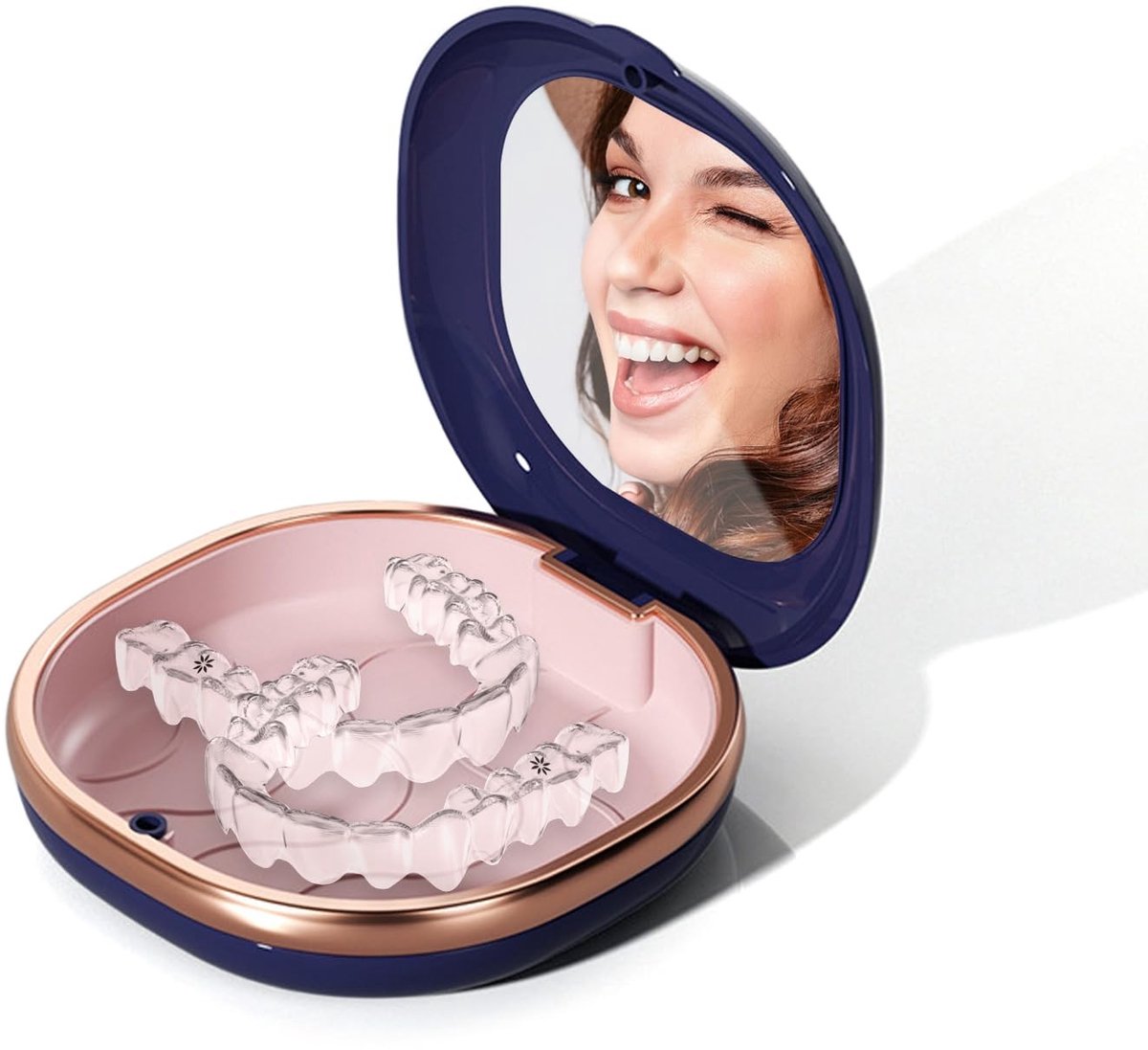 Dailygoods- Apparatendoos Draagbaar - Orthodontische Doos - Beugeldoosje - Spiegel - Opbergruimte - Hygiënisch Siliconen Bakje - Beugeldoos