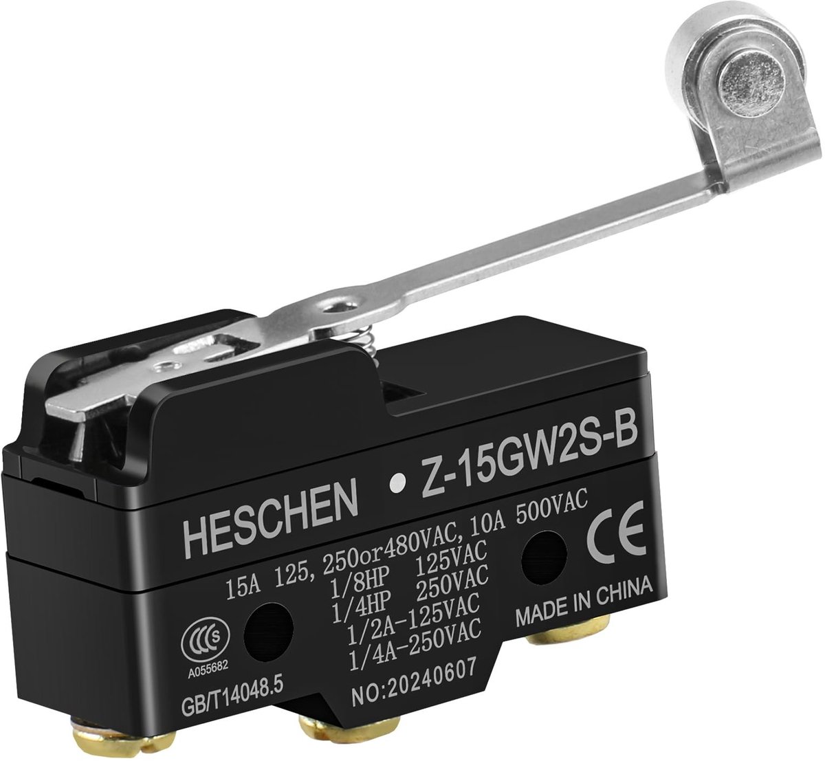 Dailygoods - Witches Micro Switch - 15A Stalen Scharnier Roller Handle - Automatische Schakelaar - Zwart - Beveiligingscircuits - Geschikt voor Panel...