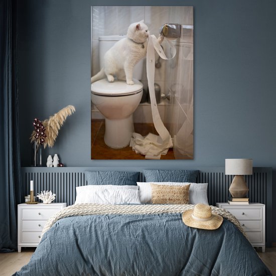 Affiche Chat qui joue avec du papier toilette - 120x180 cm XXL