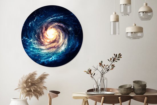WallCircle - Wandcirkel - Muurcirkel - Sterren - Ruimte - Blauw - Aluminium - Dibond - 120x120 cm - Binnen en Buiten XXL