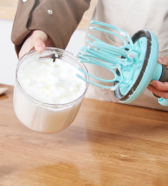 Melkschuimer - Handmatige melkschuimer - Eierklopper - Melkschuimer - Handmixer - Eierklopper - Slagroomschuimer - Slagroomgarde - Handmatige slagroomgarde - Keuken- en bakgebruik - Eierklopper - Blauw — afbeelding 3