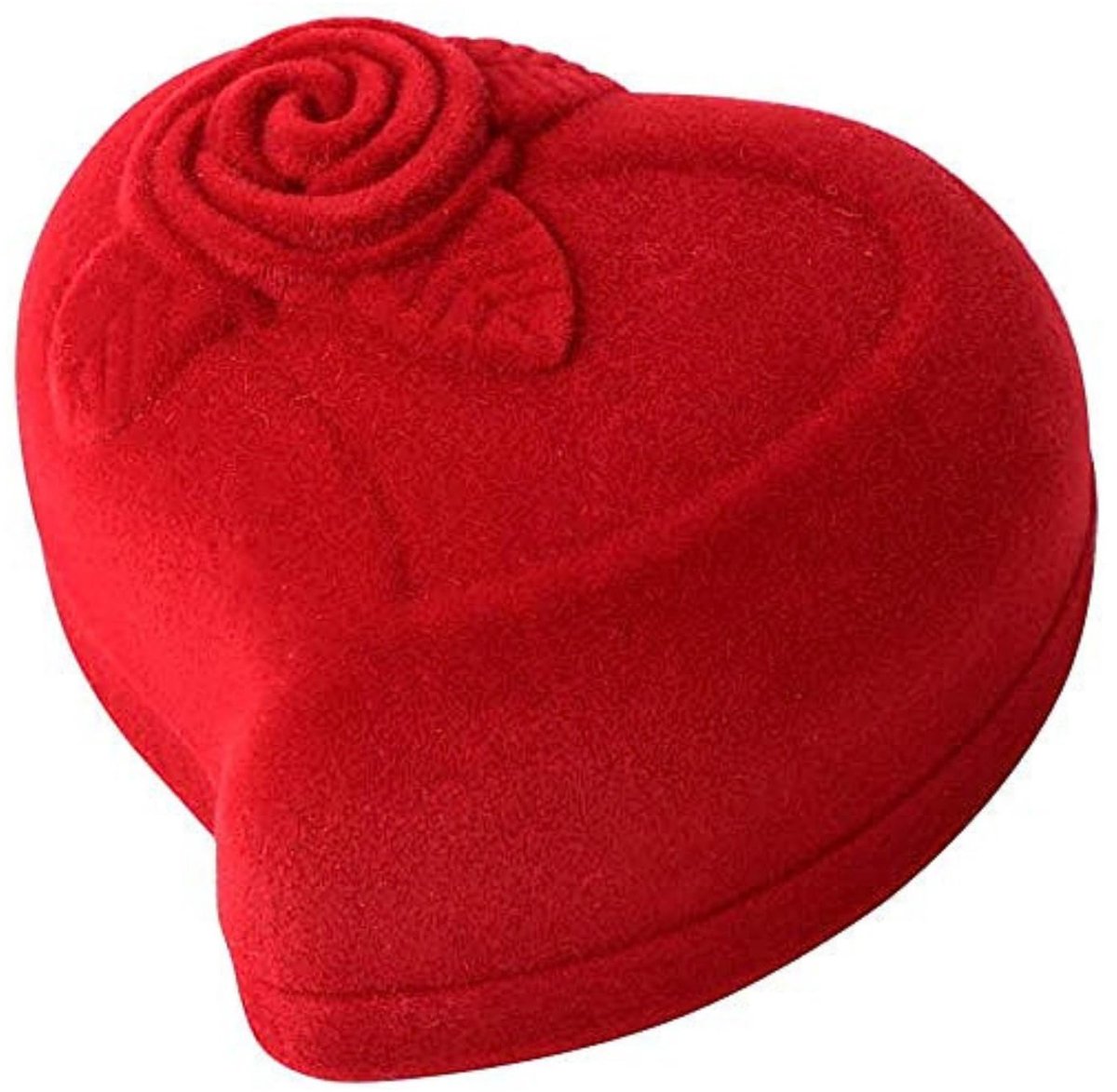 Rood luxe liefdeshart met fluweel bekleed sieradendoosje ringbox verloving bruiloft huwelijksaanzoek