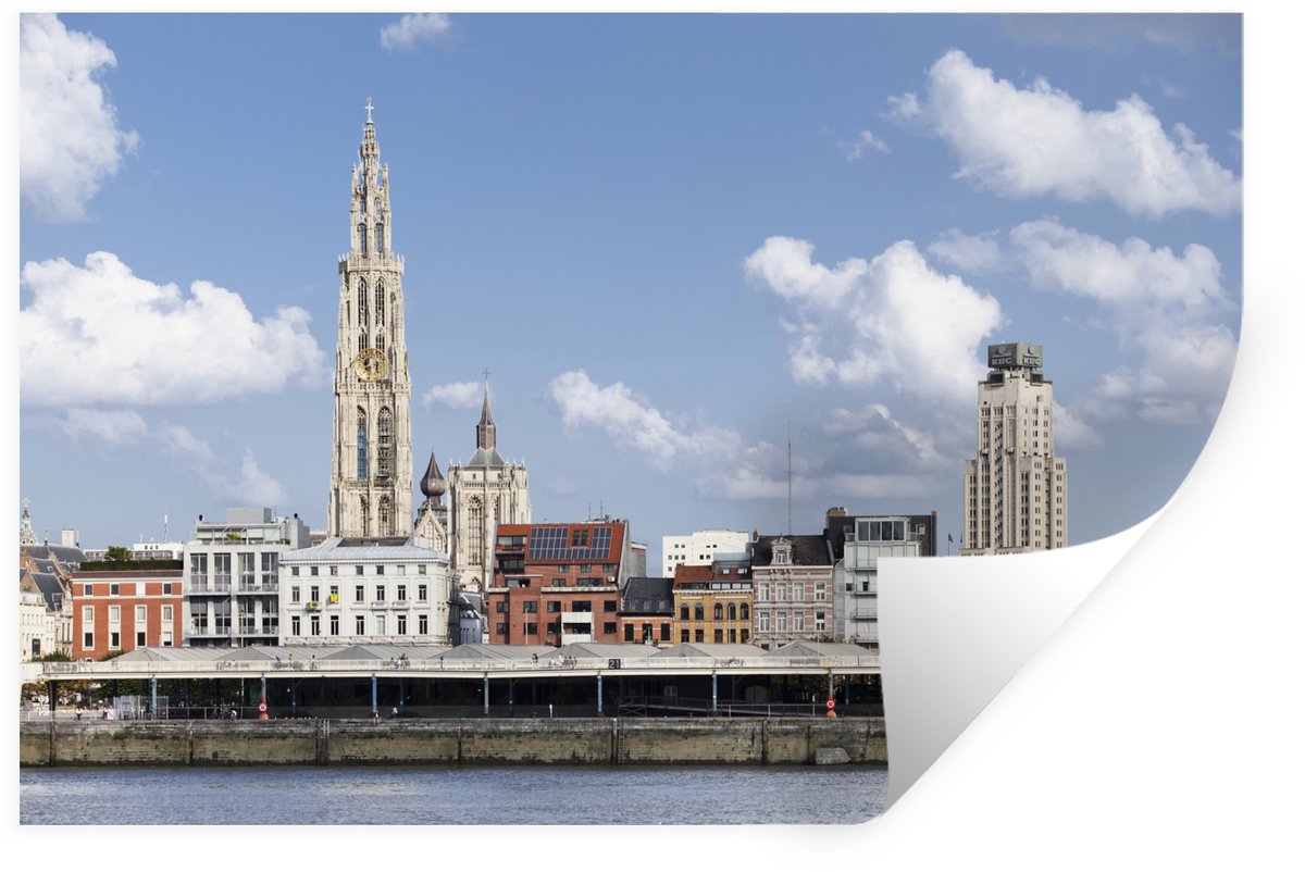 Muurstickers - Sticker Folie - Architectuur - Water - Antwerpen - 60x40 cm - Plakfolie - M