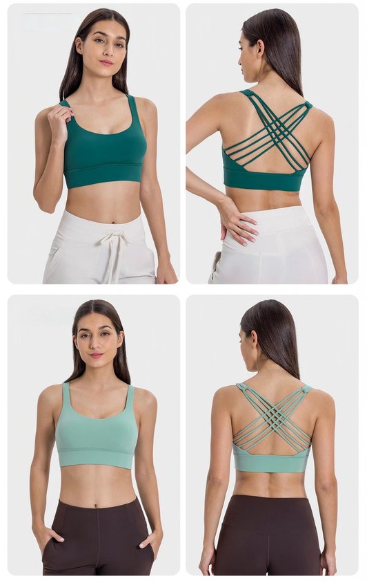 Onderkleding - L - Maat 8 - Bovenwijdte 74 cm - Zoomwijdte 68 cm - Gewicht 55-60 kg - Beugelloze bh - Bh in hemdjesmodel - Sport-bh - Yoga-bh - Huidvriendelijk & ademend - Damesondergoed - Loungewear-bh — afbeelding 2