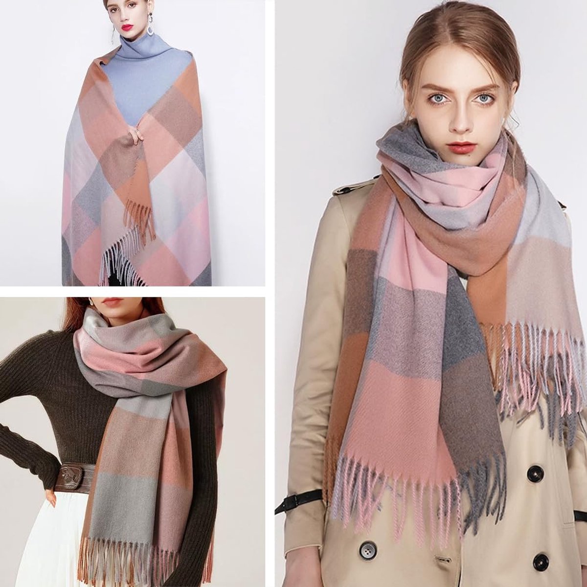 Dunne Sjaal Dames, Elegante Zonwering Doek Mode Geometrische Print Meisjes Zachte Roze Sjaal Cadeau Vier Seizoenen Dames Sjaal en Omslagdoeken 180 x 90 cm