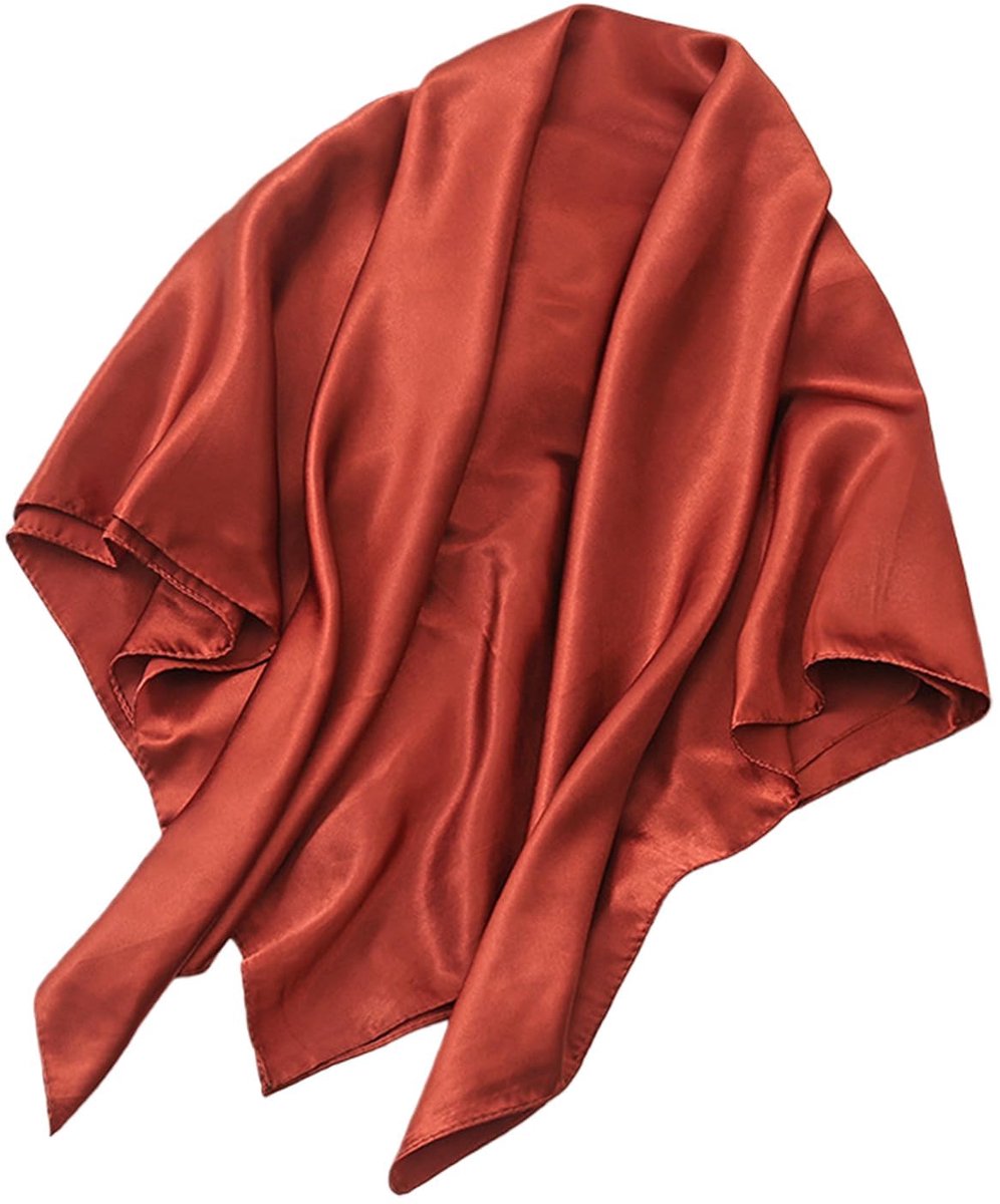 LEROY Dames 90 x 90 cm Grote Vierkante Zijden Sjaal Effen Hoofddoek Strandomslagdoek