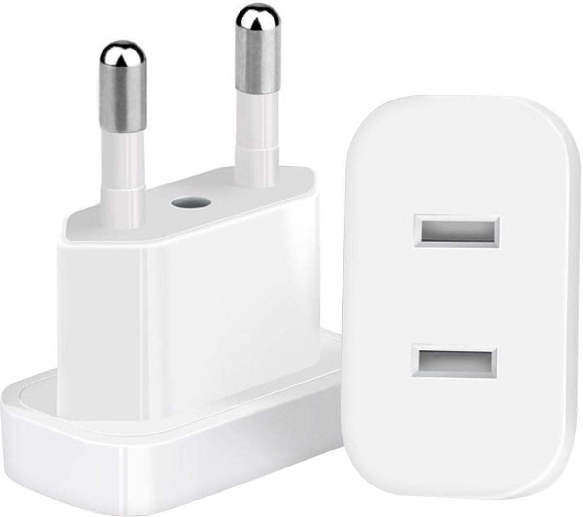 2 stuks US naar EU stekkeradapter, 2-pins adapter USA Duitsland-stekker, reisstekker naar EU, Amerika, Mexico, Canada, Egypte, Spanje, stekkeradapter naar EU, voor apparaten met Amerikaanse voeding