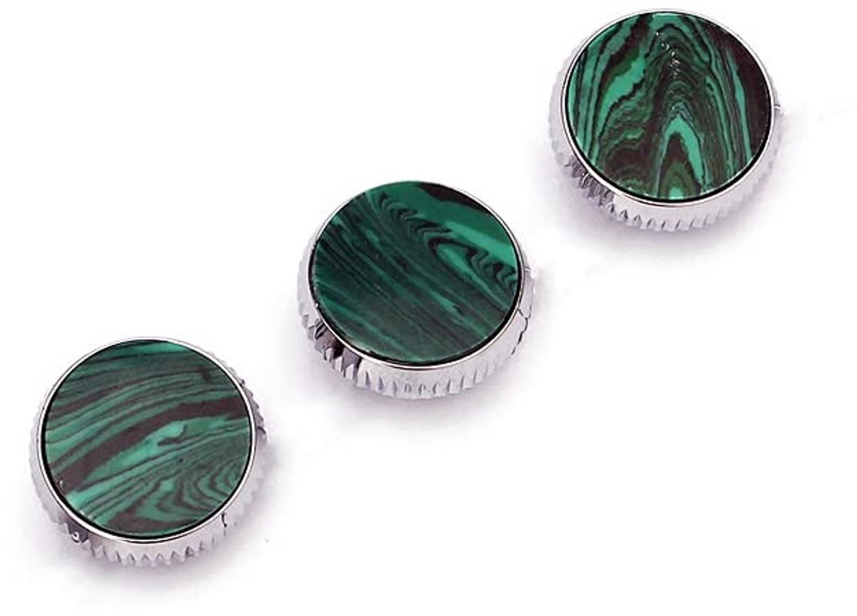 Dailygoods- Trompetventiel Set van 3 - Vervangtoetsen - Hoogwaardig Metaal - Groene Steen - Duurzaam - Verbeterde Nauwkeurigheid - Trompetknoppen