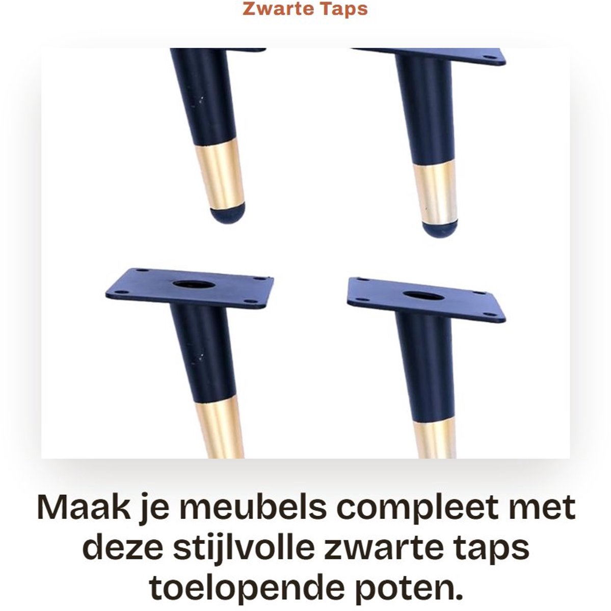 Dailygoods- Meubelpoten 10 cm zwart - Set van 4 - Taps toelopend - Metalen kastpoten - Antislip - Duurzaam en eenvoudig te installeren - Tafelpoten
