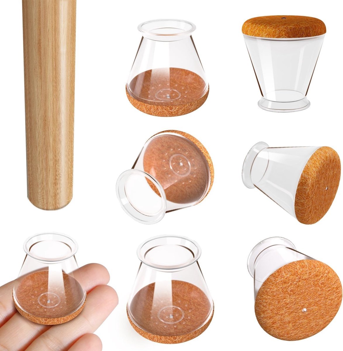 Dailygoods- Stoelpootdoppen 20 Stuks - Ronde Stoelpootbeschermers - Transparante Siliconen