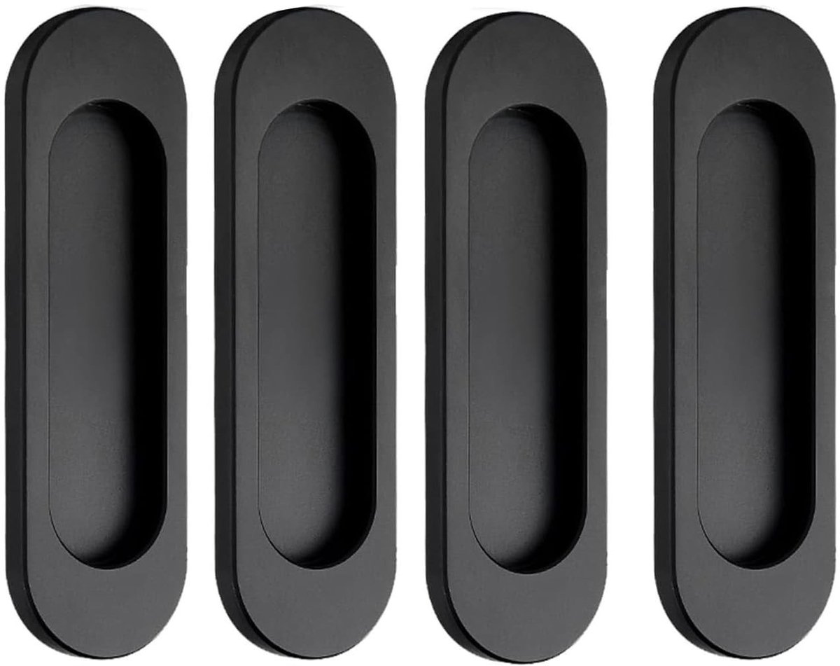 Dailygoods- Deurgrepen Set van 4 - Zelfklevende Aluminium Deurgrepen - Vlakke Handgreep voor Schuifdeuren - Boorvrij Design - Sterk Dubbelzijdig Plakband - 100 mm - Meubelgrepen