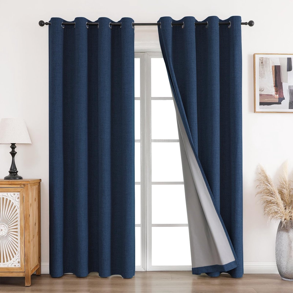 Dailygoods- Verduisteringsgordijn warmte-isolerend - 2 stuks - H 245 x B 140 cm - geluidsreducerend - linnenlook - 95% - 99% lichtblokkering - Gordijn