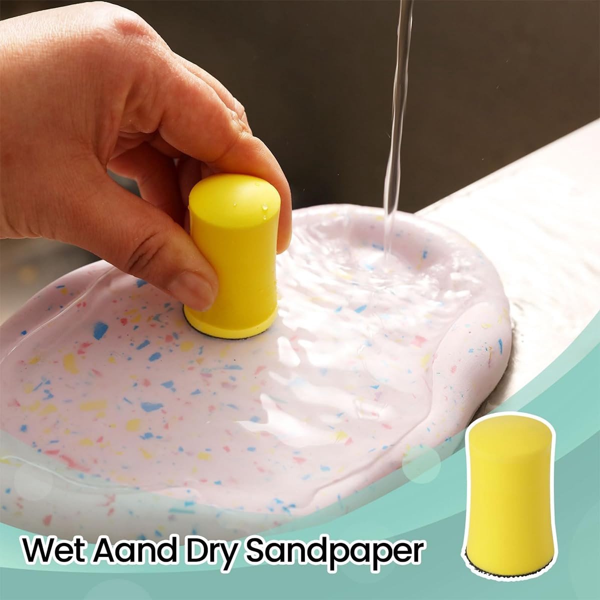 Dailygoods- Schuurblok 25 mm cilindrisch - Polijstblok - Ergonomische antislip handgreep - Voor houtbewerking - Meubelrestauratie - Autodetailing