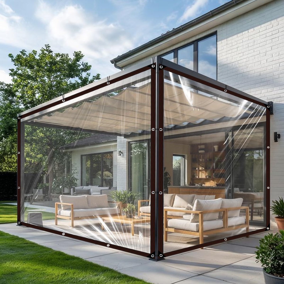 Dailygoods- Dekzeil Waterdicht - Transparant/Doorschijnend - Multifunctioneel - Met Ogen - 1 x 2 m - Duurzaam Polyethyleen - Zeil