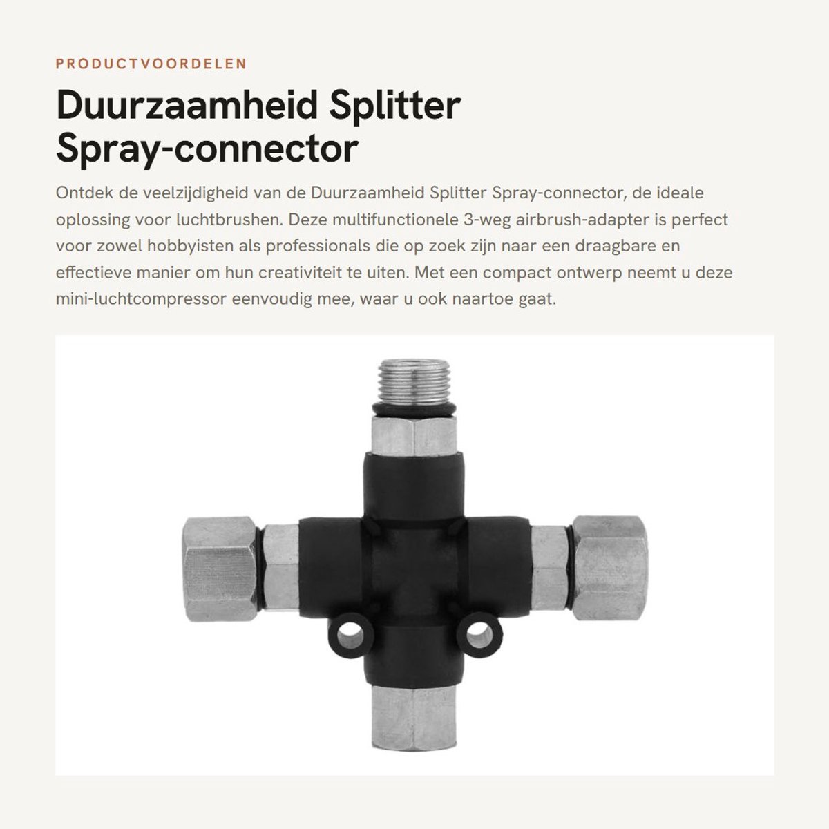 Dailygoods - Duurzaamheid Splitter Spray-connector - Multifunctionele 3-weg Airbrush-adapter - Draagbaar - Mini-luchtcompressor - Geschikt voor Airbru...