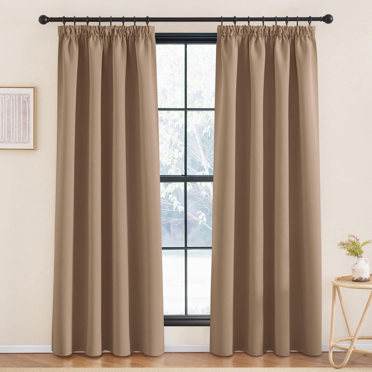 Gordijnen, Warmte-isolerende Gordijnen, Stijlvol, Geschikt voor Woonkamer Slaapkamer,140B x 220H cm (2 Panelen),Cappuccino