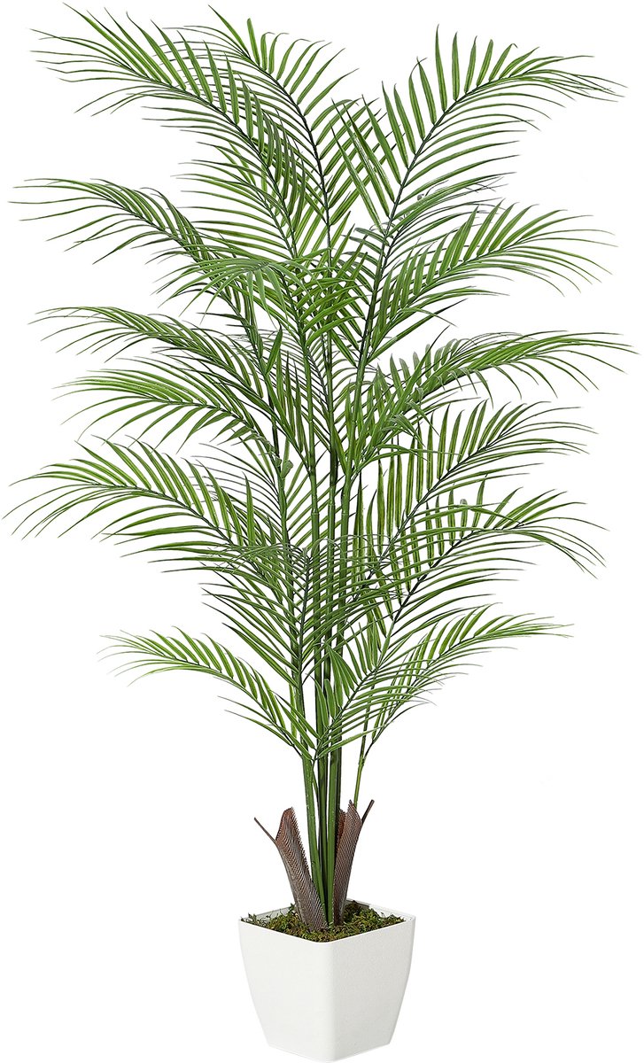 120cm Kunst Areca palmboom met pot, levensechte bladeren en takken – tropische staande kunstplant voor binnen en buiten, geschikt voor woning, kantoor, tuin en hoteldecoratie
