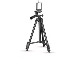 Trépied portable - Trépied pour streaming en direct et photographie - Trépied avec support pour lampe de pêche et projecteur - Convient aux appareils photo et téléphones portables - Noir