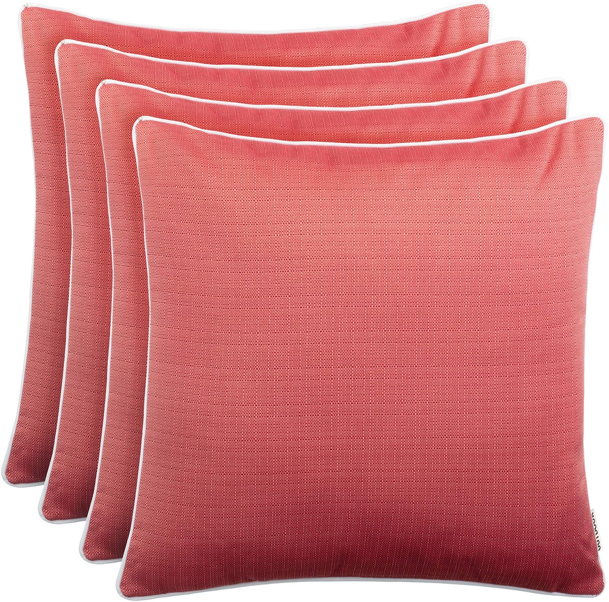 4-delige set outdoor Kussens 45x45 cm – Waterafstotend & weerbestendig – Sier- en tuinkussens met bies in linnenlook – Decoratieve bankkussens voor balkon & terras – Rood
